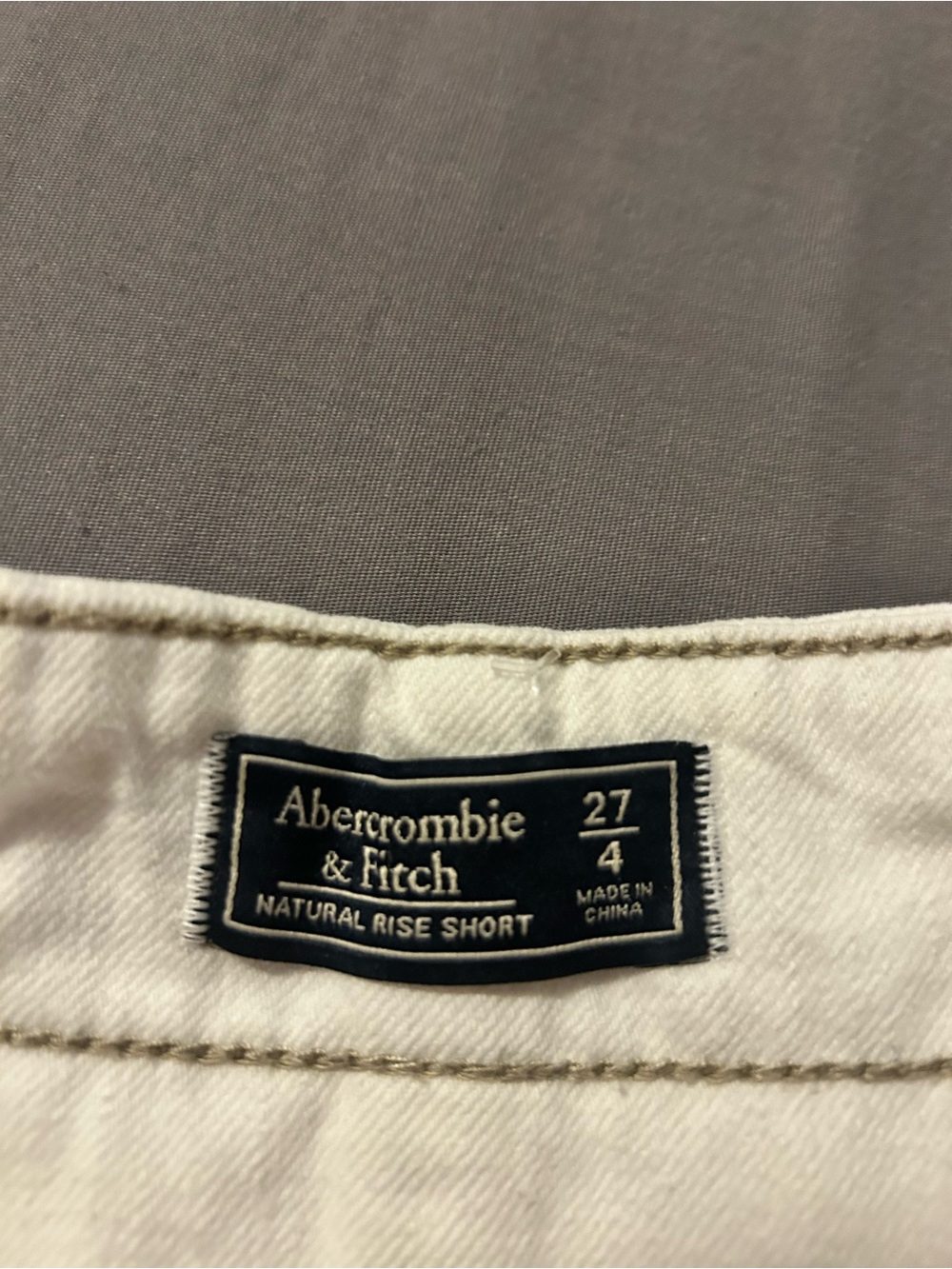 Abercrombie & Fitch High-Waist Button Front Cream Shorts - Picture 3 of 3